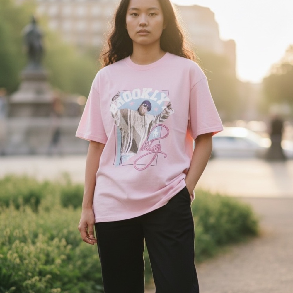 The Notorious B.I.G. T Shirt Brooklyn Biggie Shirt Pink Graphic Tee‎ L